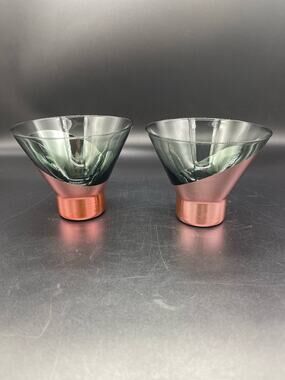 Viski Barware Raye Dipped Crystal Set of 2 Martini Glasses